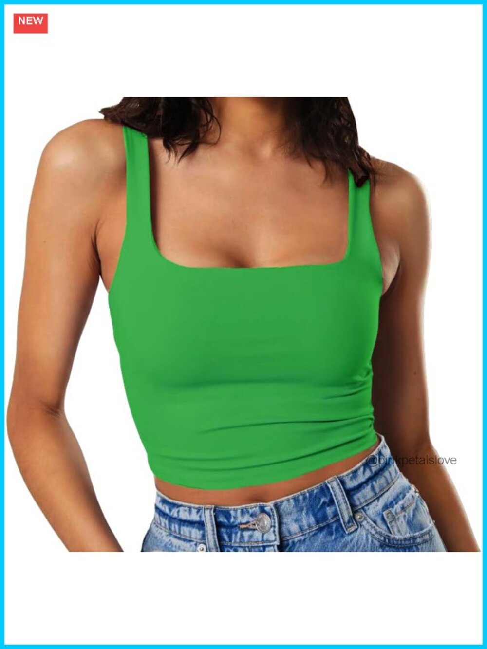 Sleeveless Strappy Square Neck Double Layer Workout Crop Top
